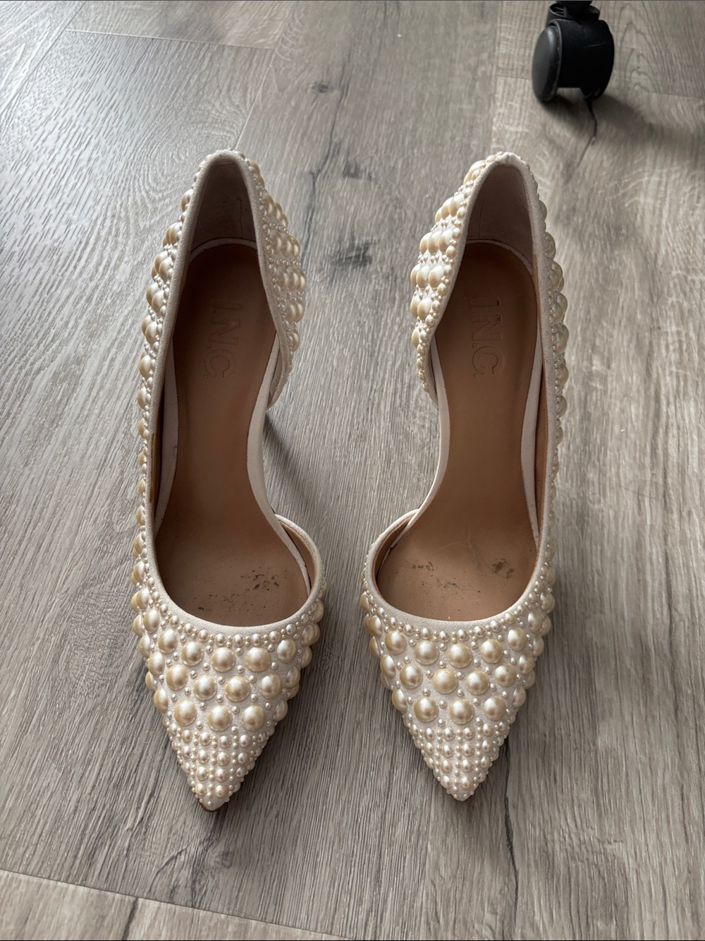 INC International Concepts Pearl-Embellished Pointed Pumps - Ivory